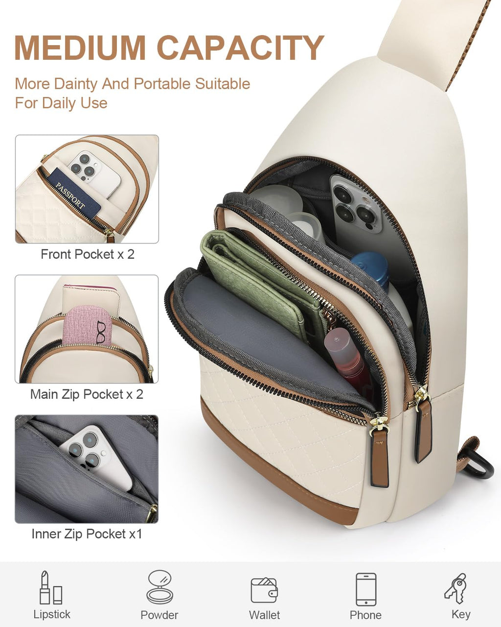 Waterproof Convertible Crossbody Sling Bag