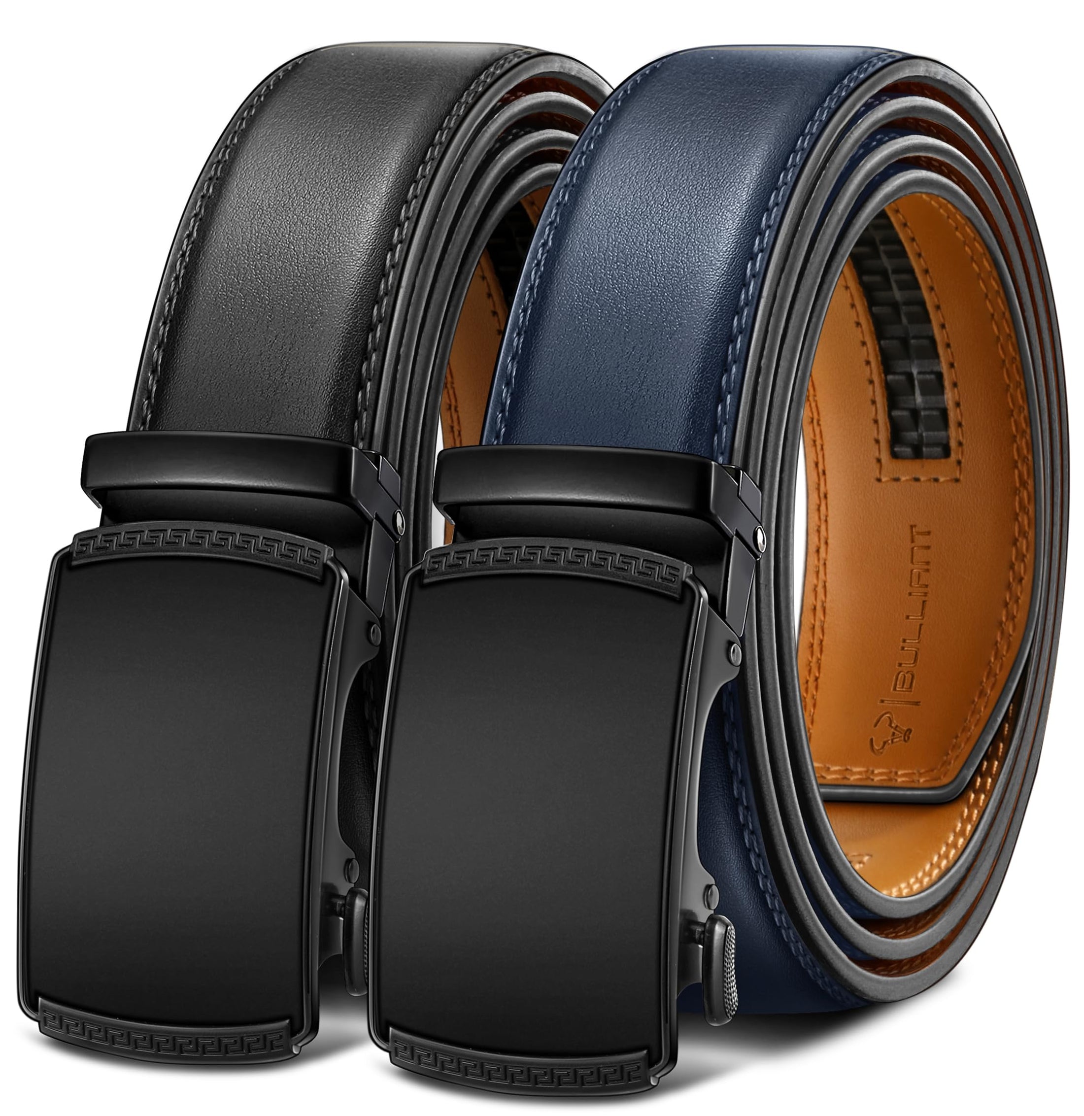 Men's Two-Pack Adjustable Ratchet Leather Belt Set