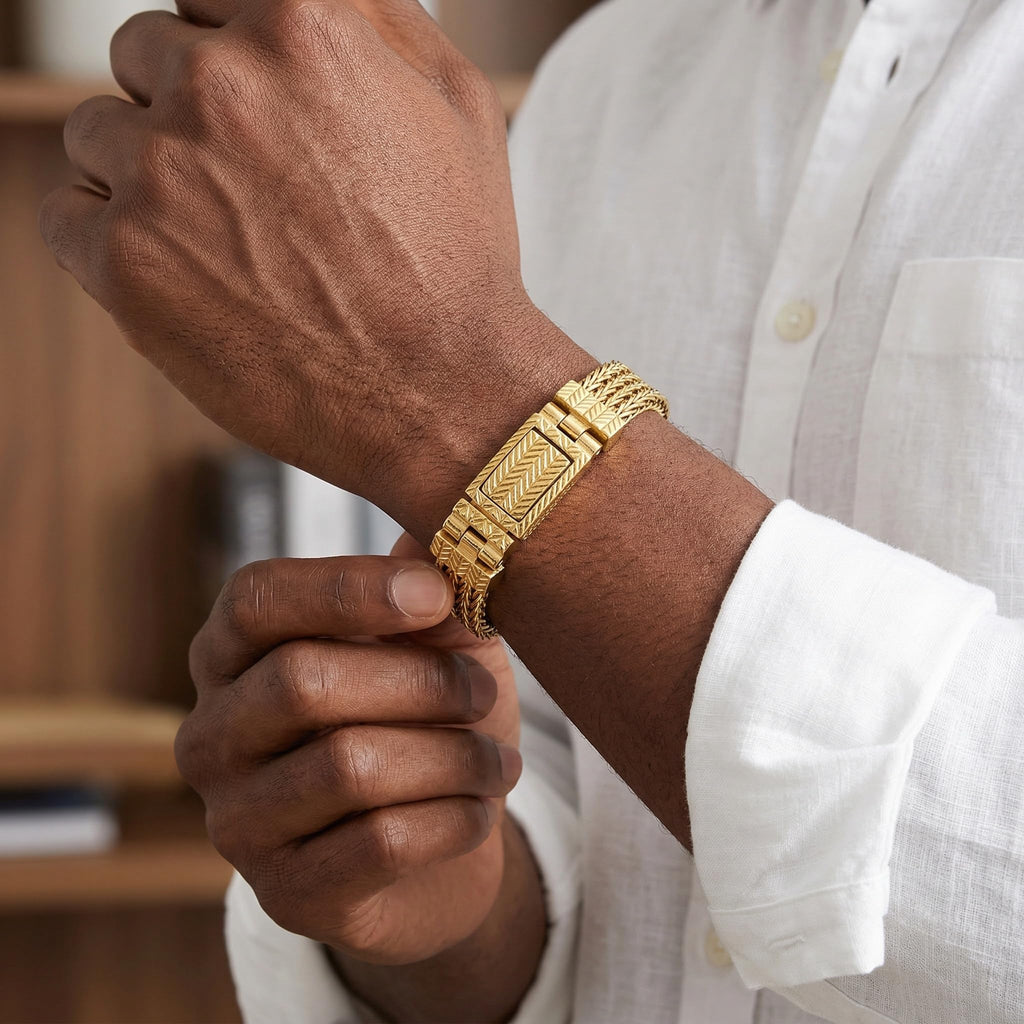 18K Gold Wheat Woven Mesh Bracelet