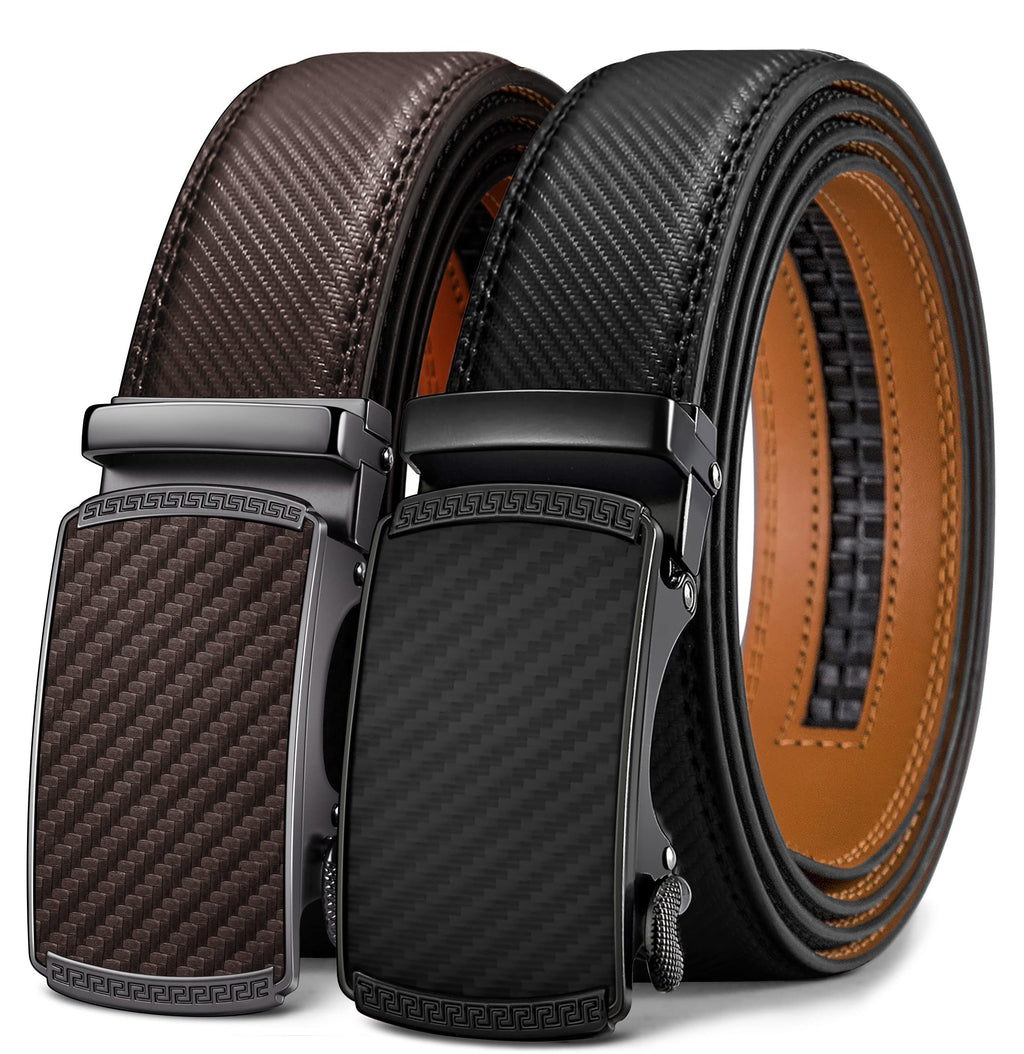 Men's Two-Pack Adjustable Ratchet Leather Belt Set
