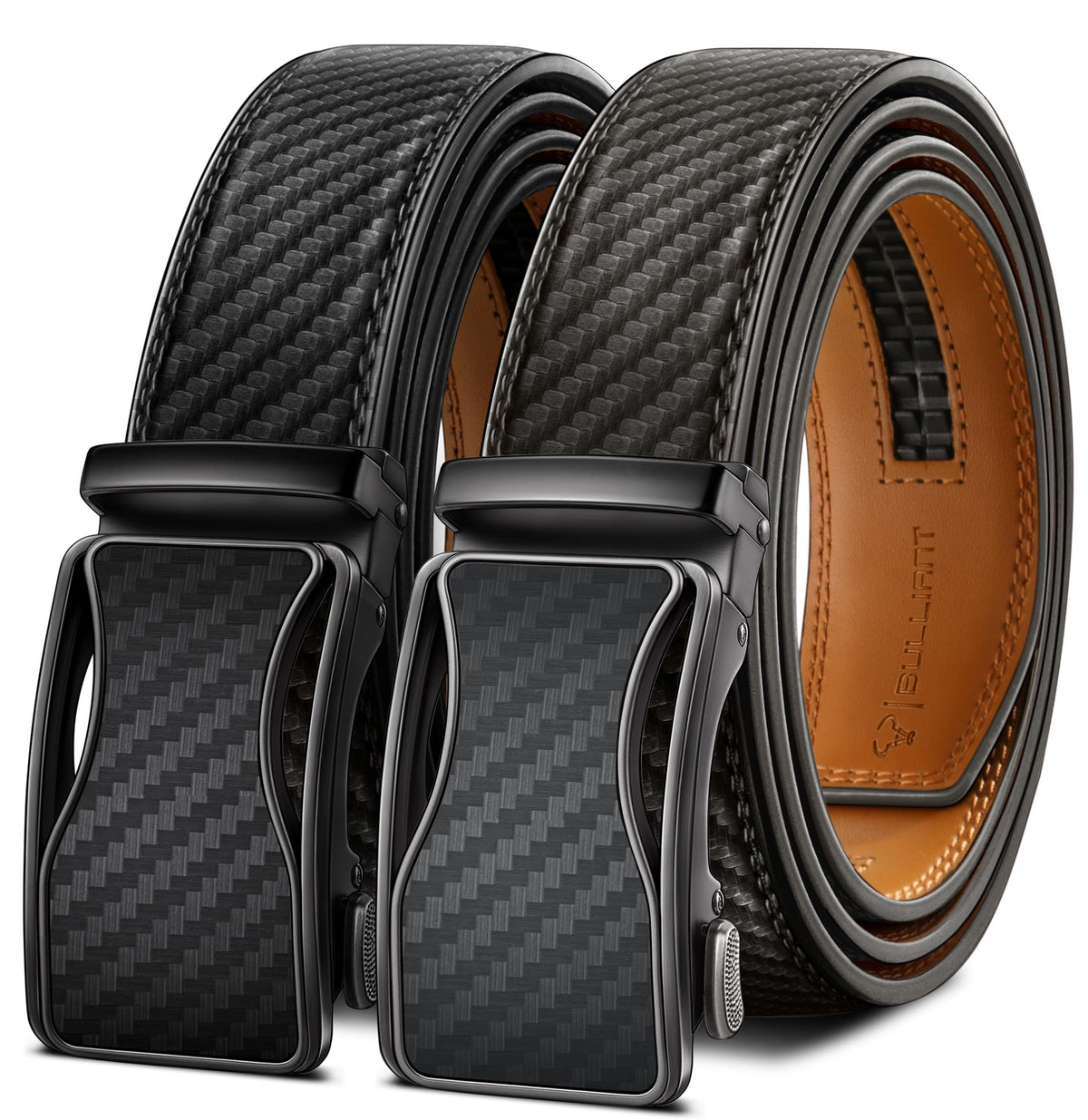 Men's Two-Pack Adjustable Ratchet Leather Belt Set