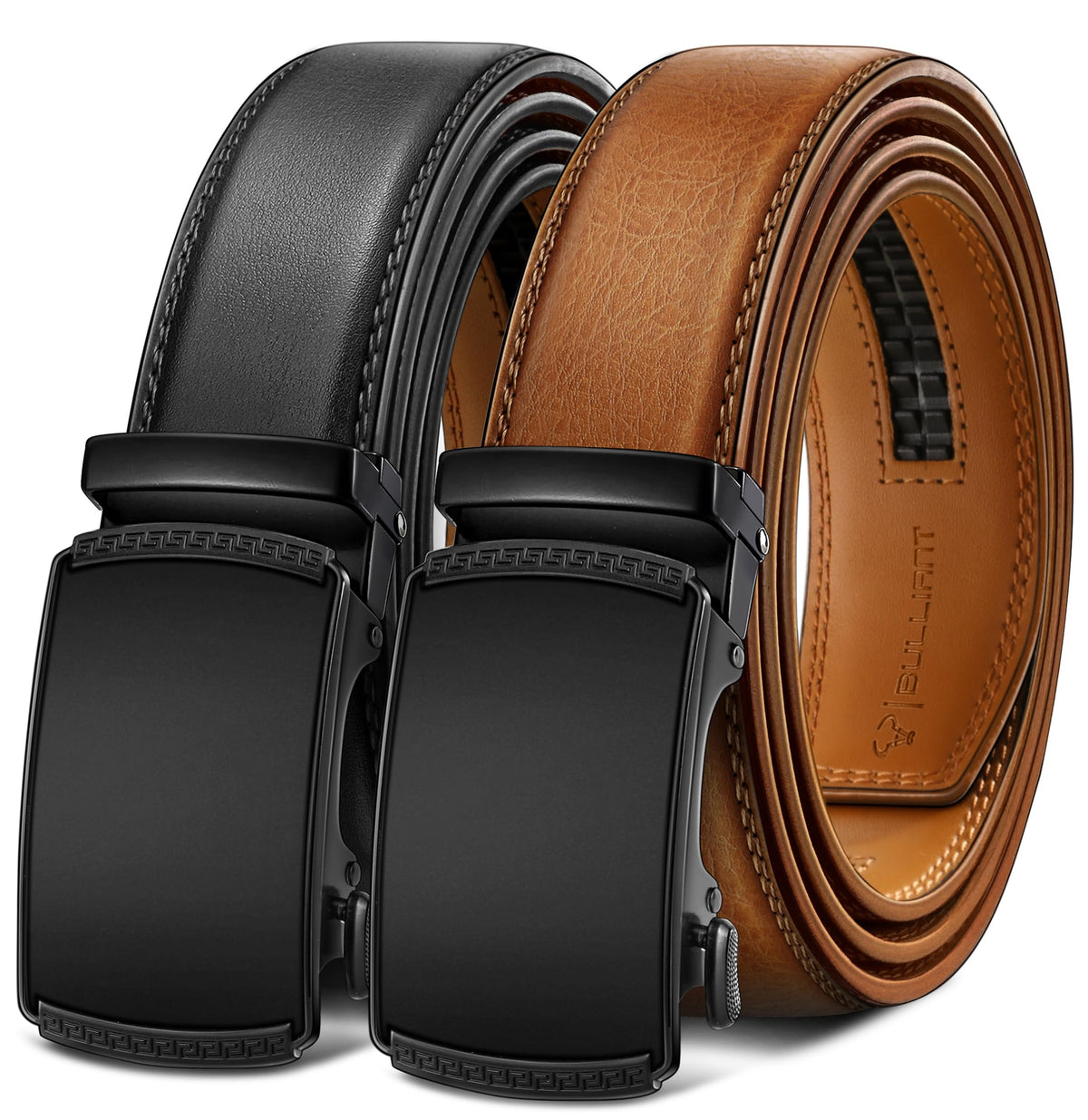Men's Two-Pack Adjustable Ratchet Leather Belt Set