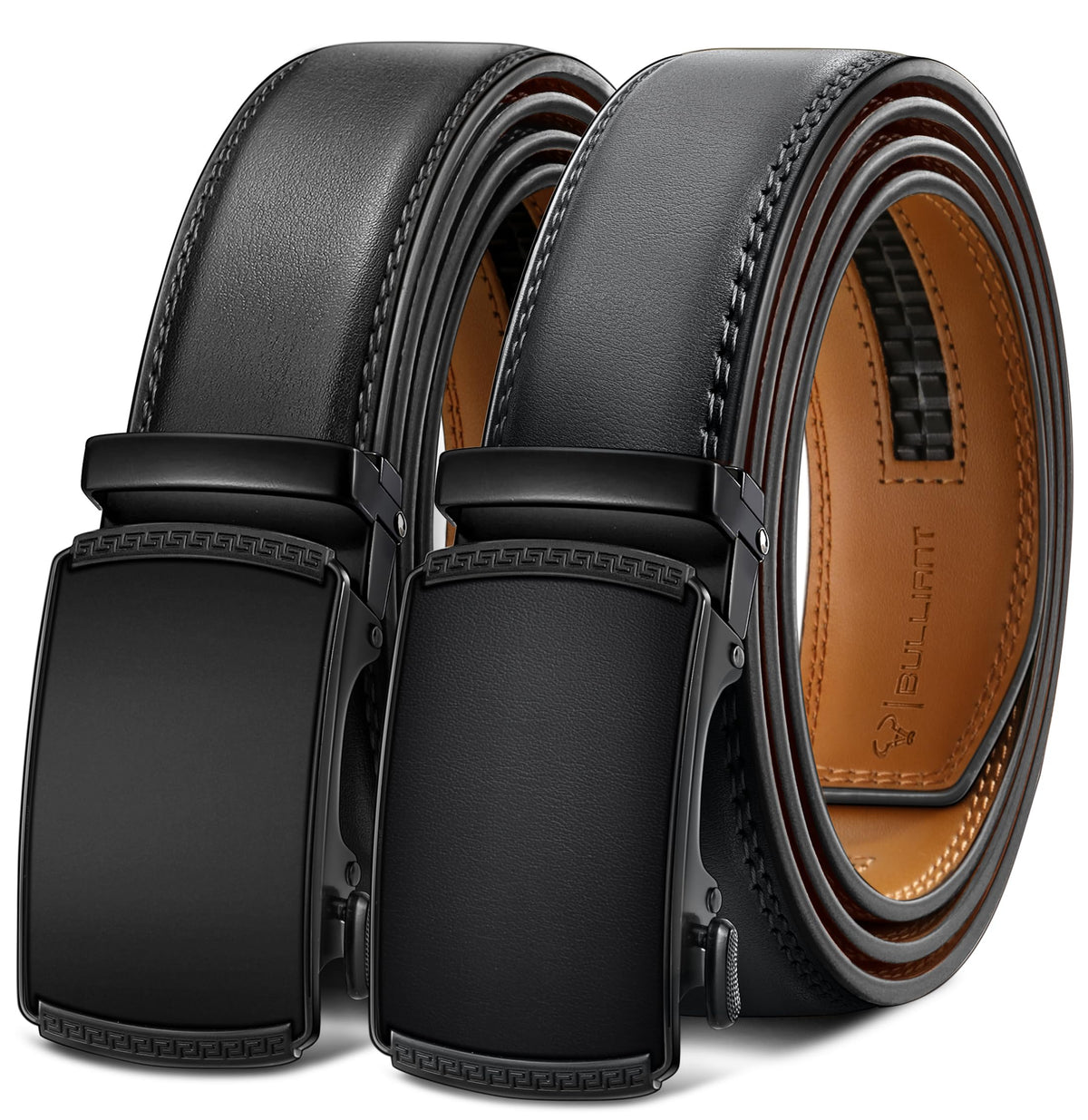 Men's Two-Pack Adjustable Ratchet Leather Belt Set