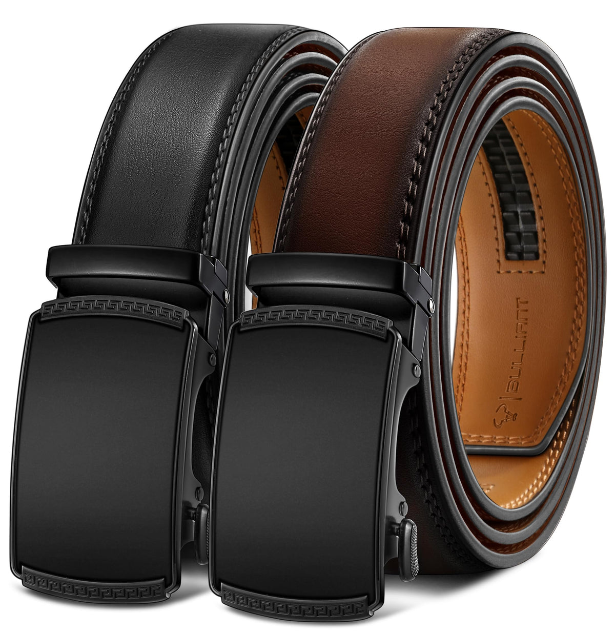 Men's Two-Pack Adjustable Ratchet Leather Belt Set