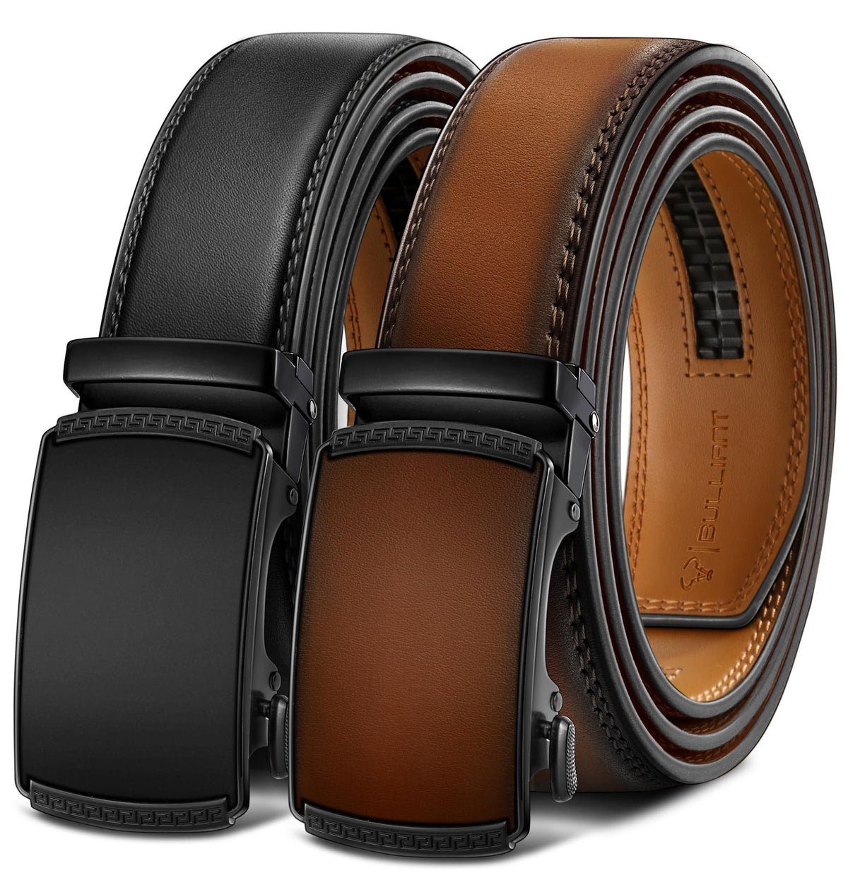 Men's Two-Pack Adjustable Ratchet Leather Belt Set