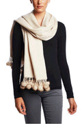 Ivory Cashmere Cape Shawl with Mink Trim