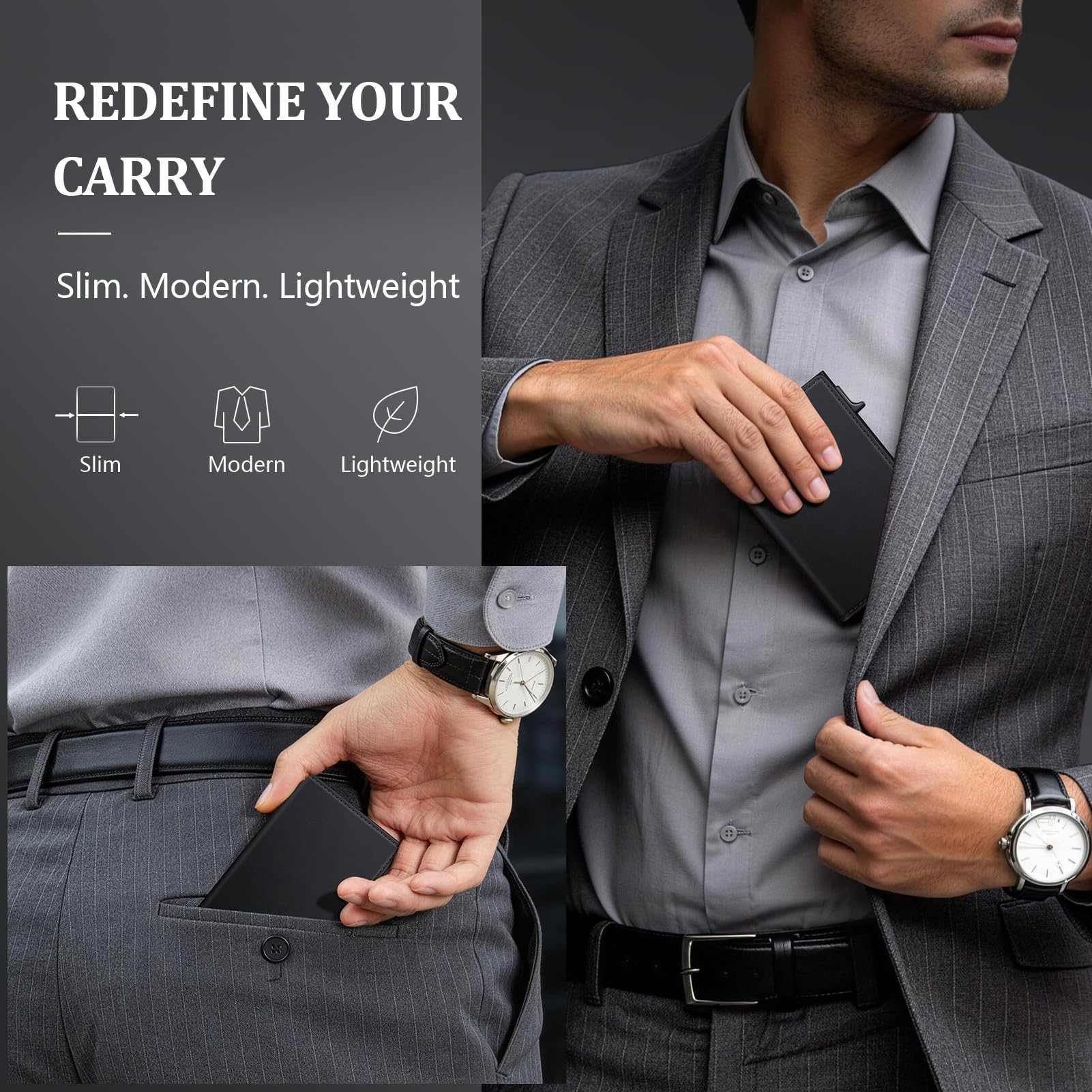 Men's RFID-Blocking Trifold Leather Wallet