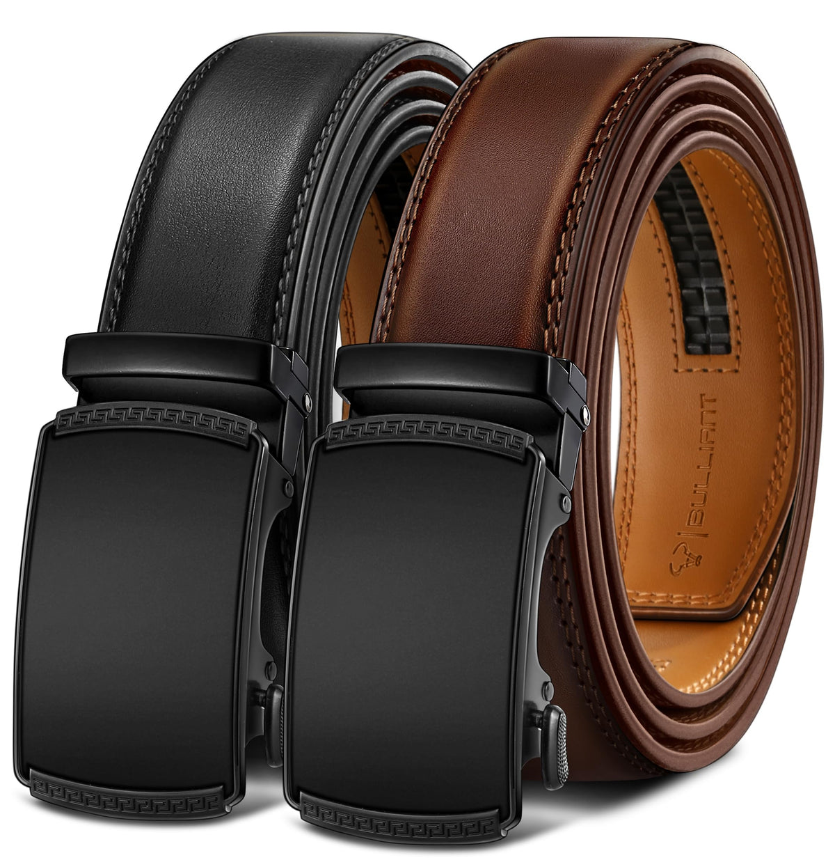 Men's Two-Pack Adjustable Ratchet Leather Belt Set