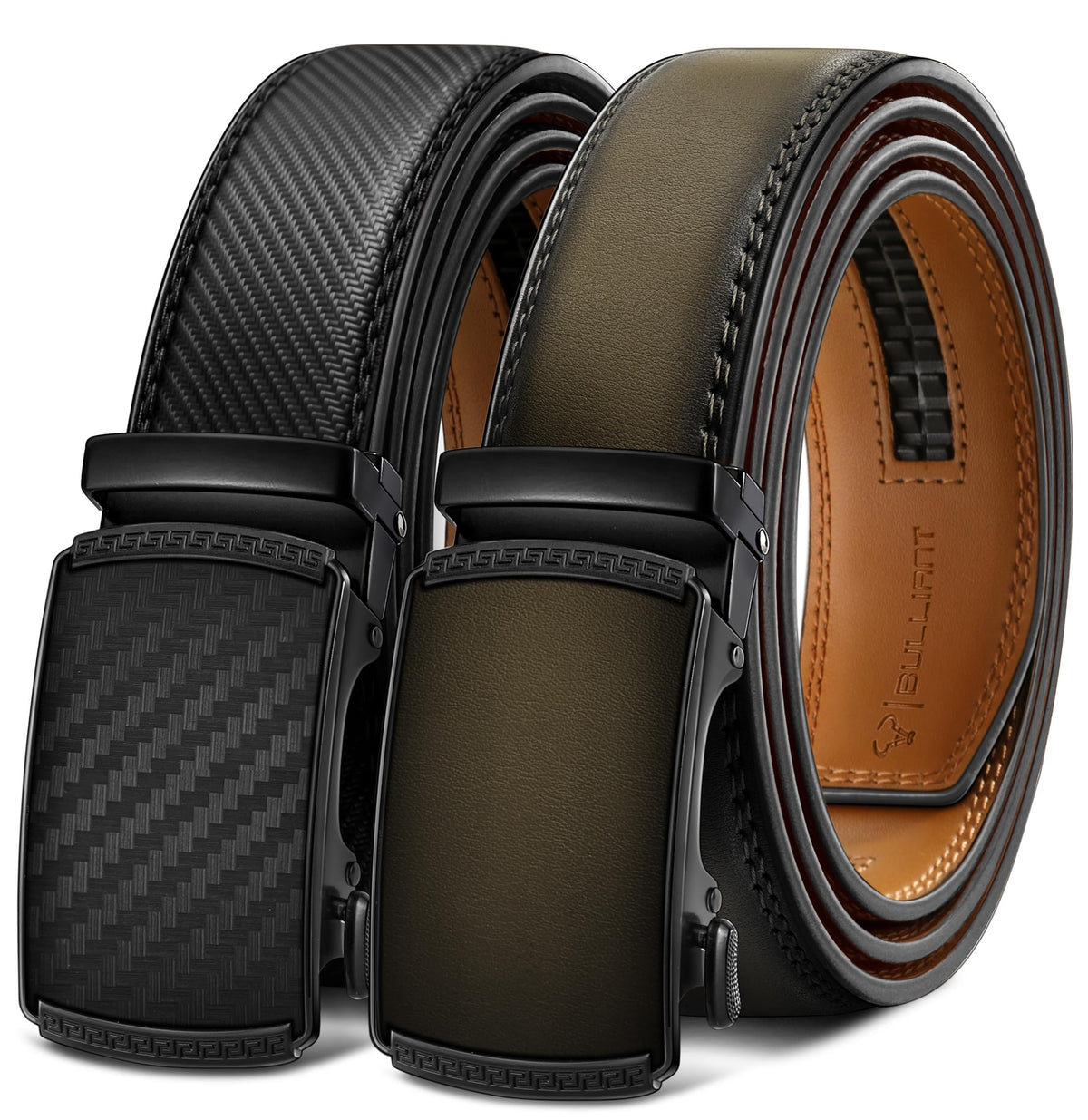 Men's Two-Pack Adjustable Ratchet Leather Belt Set