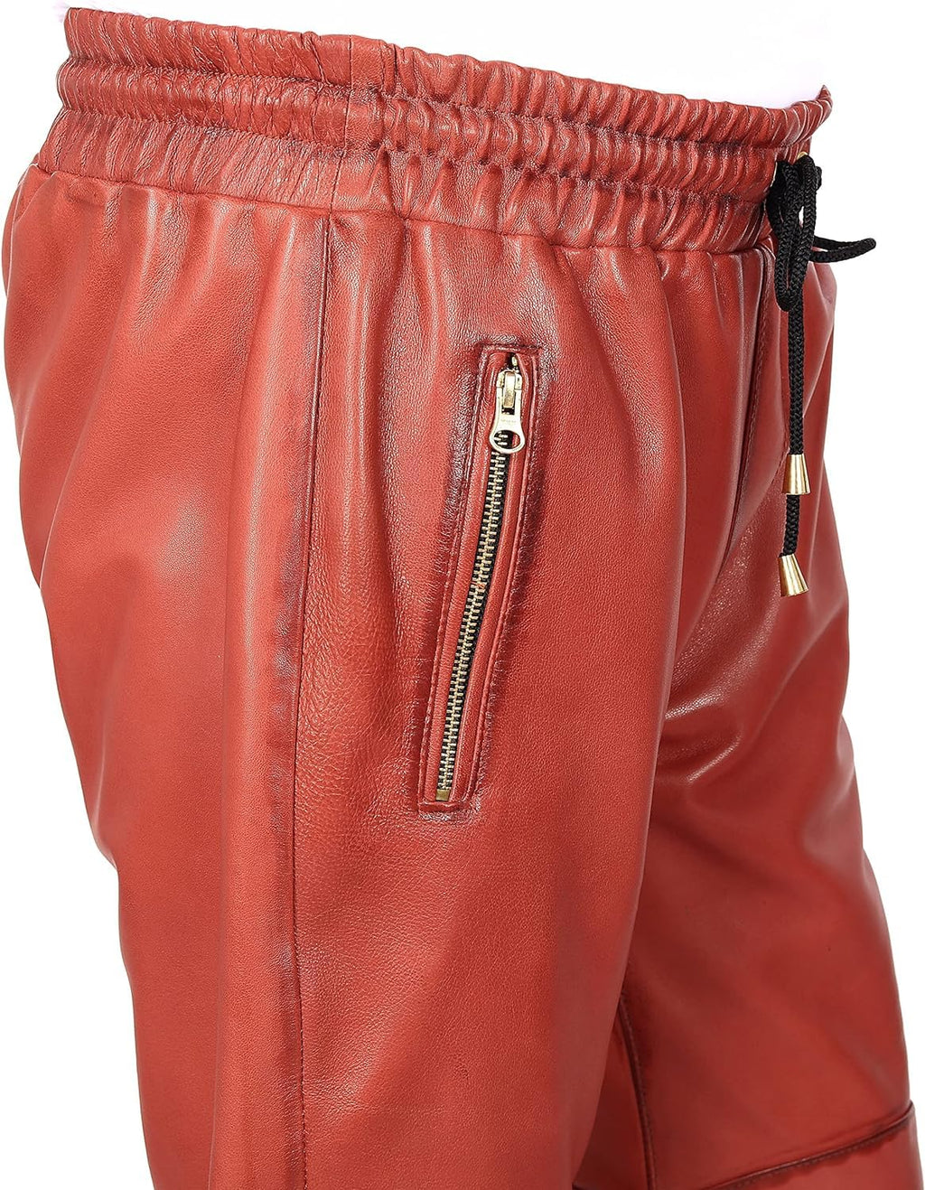 Men's Slim-Fit Leather Jogger Pants