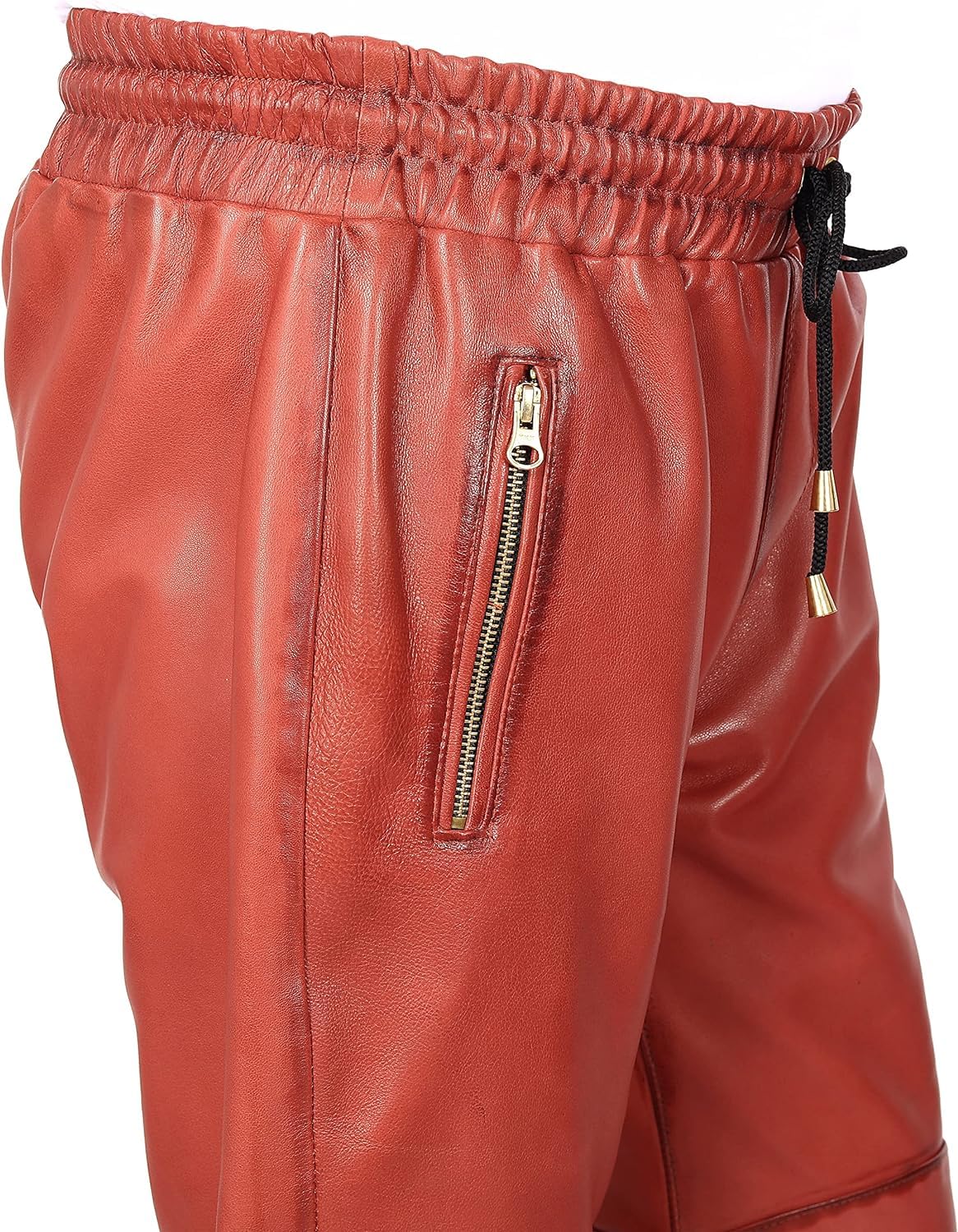 Men's Slim-Fit Leather Jogger Pants