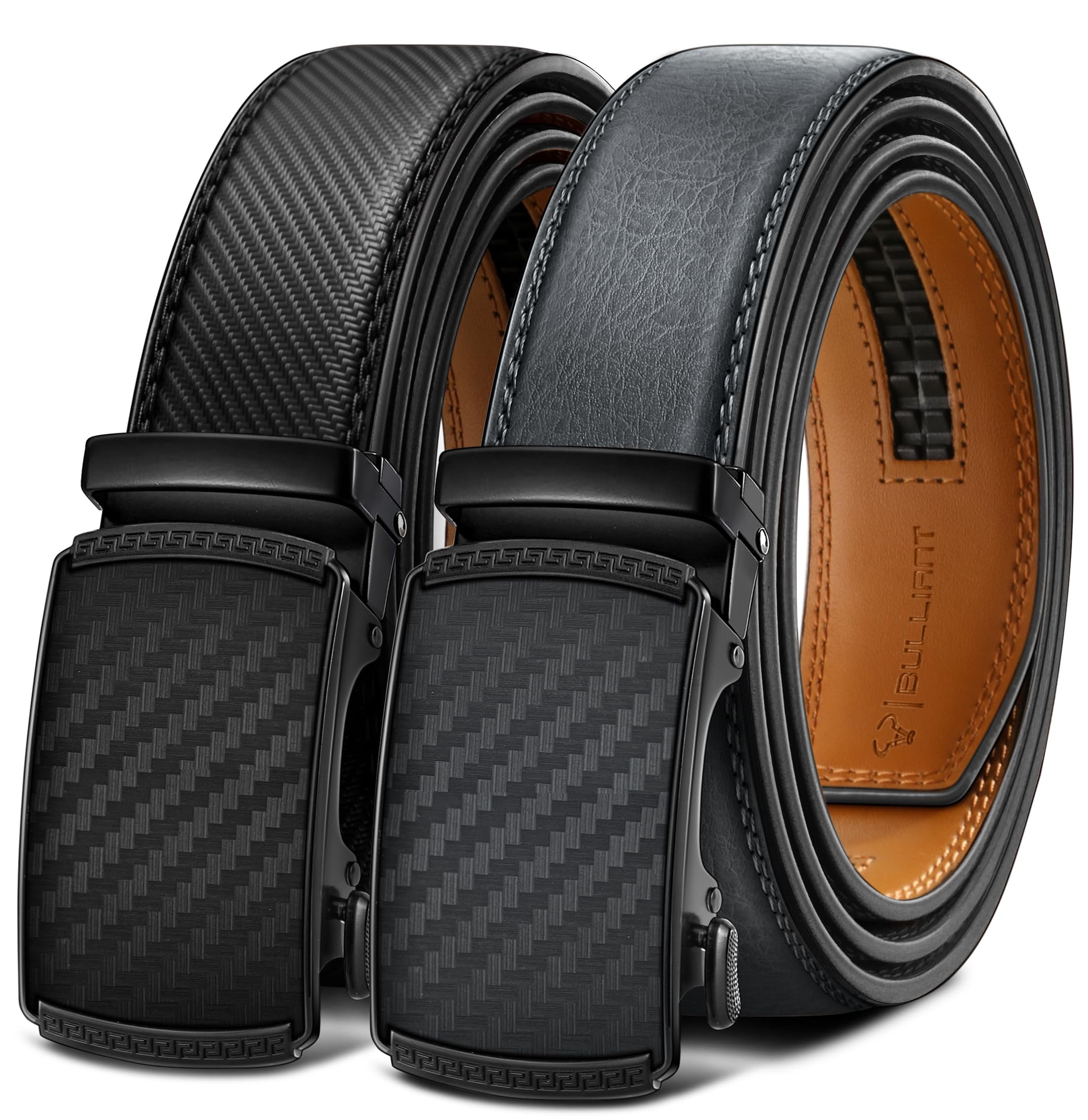 Men's Two-Pack Adjustable Ratchet Leather Belt Set