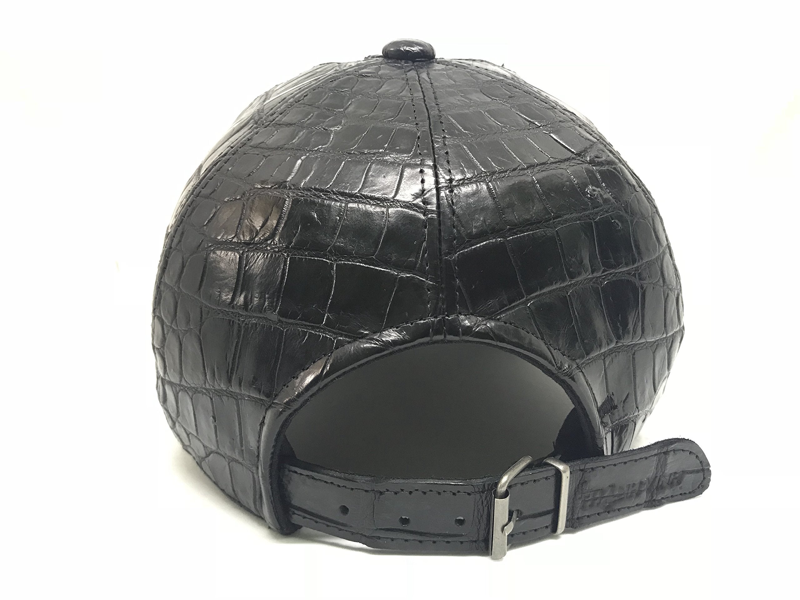 Handmade Genuine Croc Skin Leather Mens Cap Black