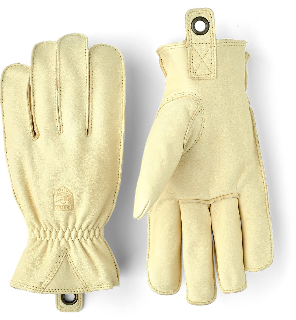 Water-Resistant Leather Outdoor Gloves, Natural Brown