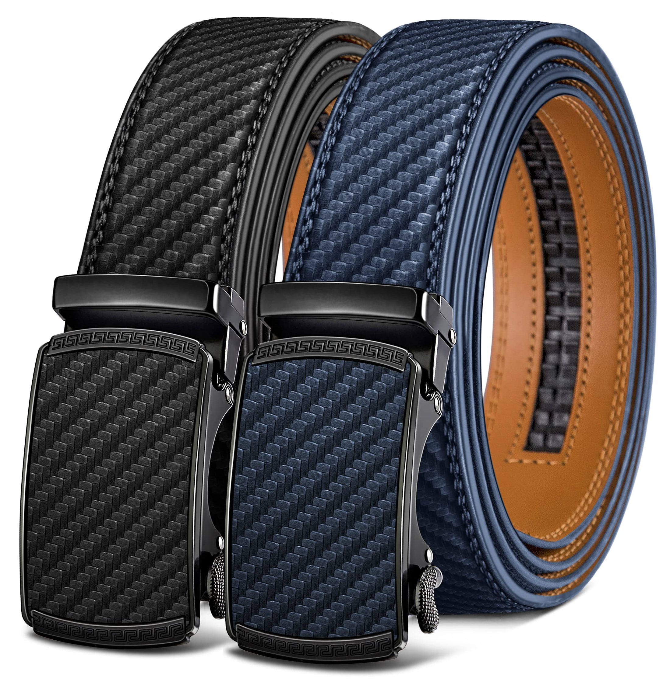 Men's Two-Pack Adjustable Ratchet Leather Belt Set